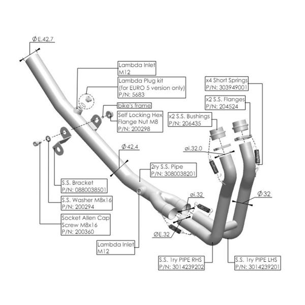 Collettori racing acciaio Leovince Kawasaki Z500/SE 2024-2025