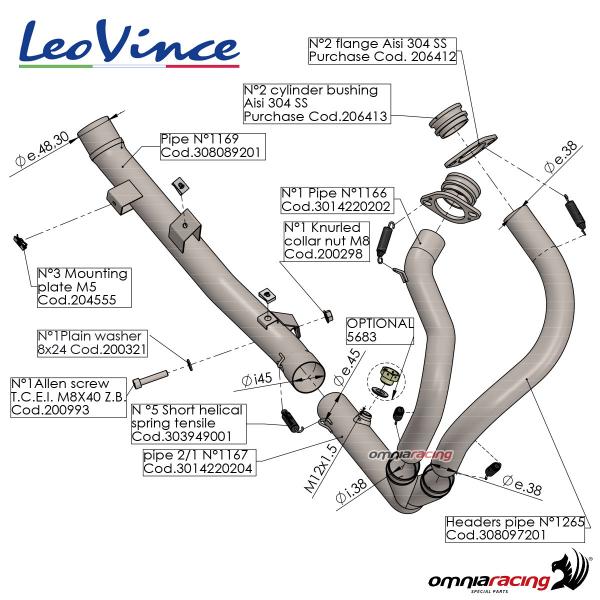 LeoVince SBK racing manifolds kit for Honda CRF1000L Africa Twin