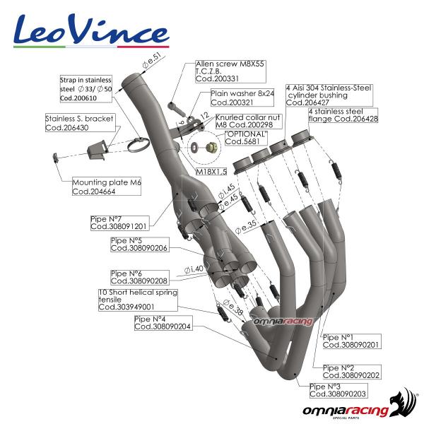 Collettori racing acciaio Leovince Kawasaki Z900 2017-2019