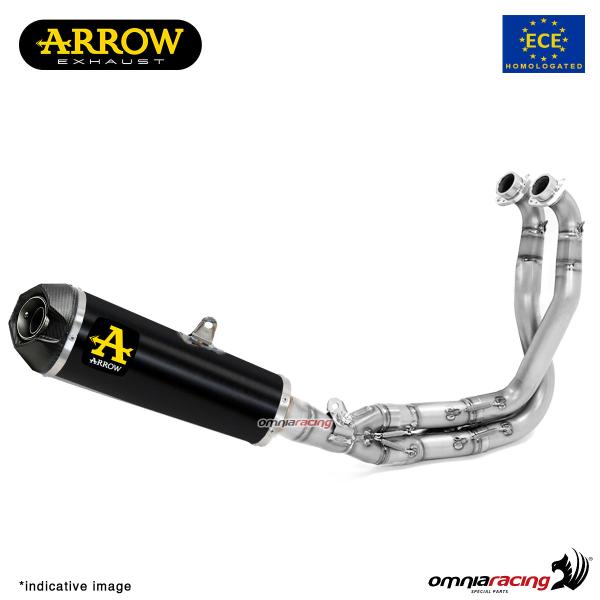 Impianto di scarico completo Arrow Indy Race omologato alluminio nero per Kawasaki Ninja 650 2021>