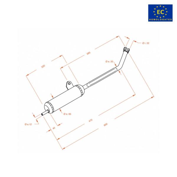 Leovince Sito complete exhaust steel approved Piaggio Ciao 50/P/PX