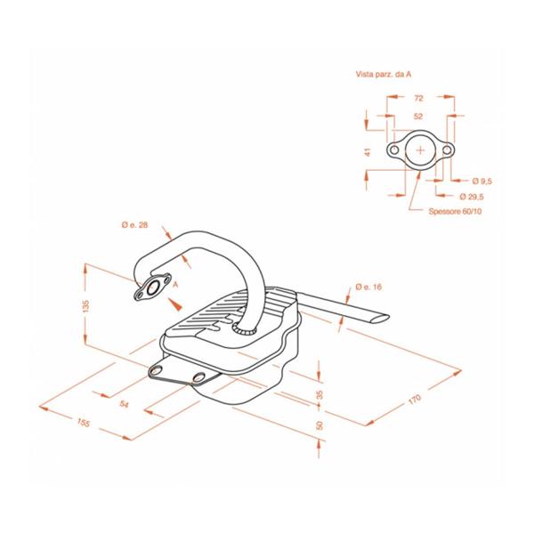 Leovince Sito complete exhaust steel racing Piaggio APE 50