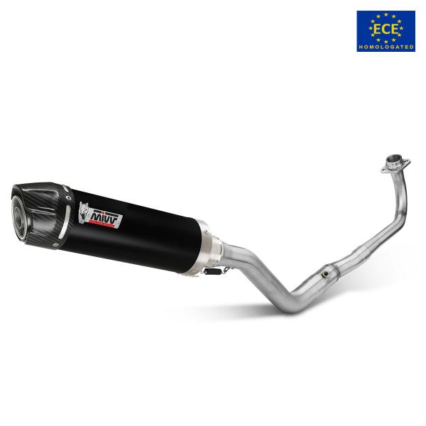 MIVV GP Black steel with carbon end cap high Complete exhaust approved Voge Brivido 125R 2023-2024