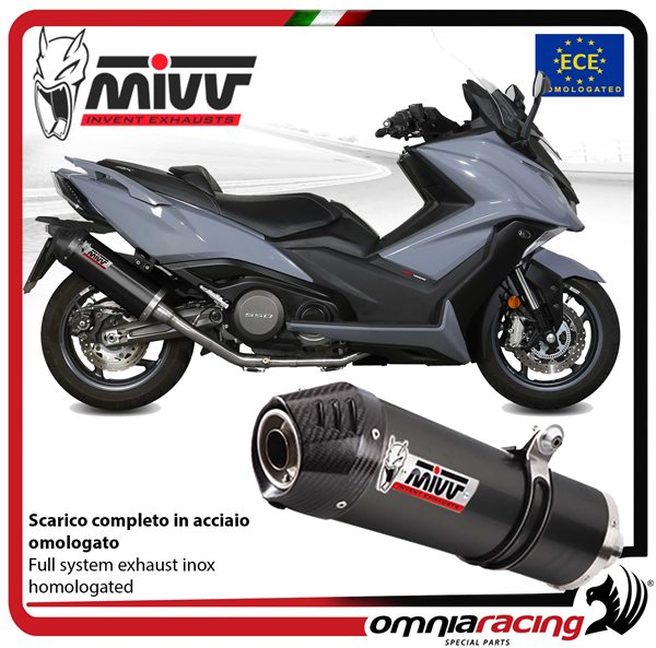 MIVV Oval Black steel with carbon end cap Complete exhaust approved Kymco AK550 2017-2020