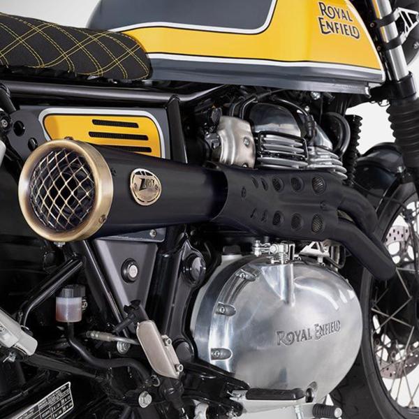 ZARD black steel Full exhaust Racing bronze end cap Royal Enfield Continental GT650 2019-2023