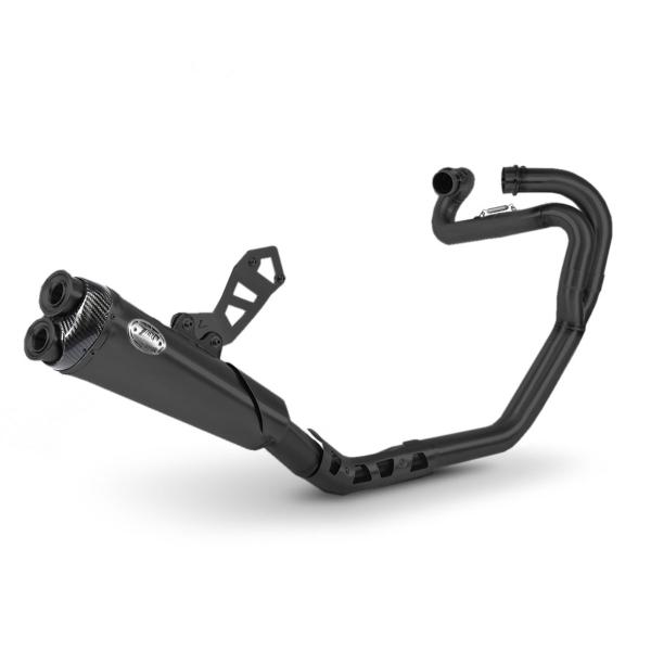 ZARD black steel Full exhaust approved carbon end cap Triumph Scrambler 1200 2021-2023