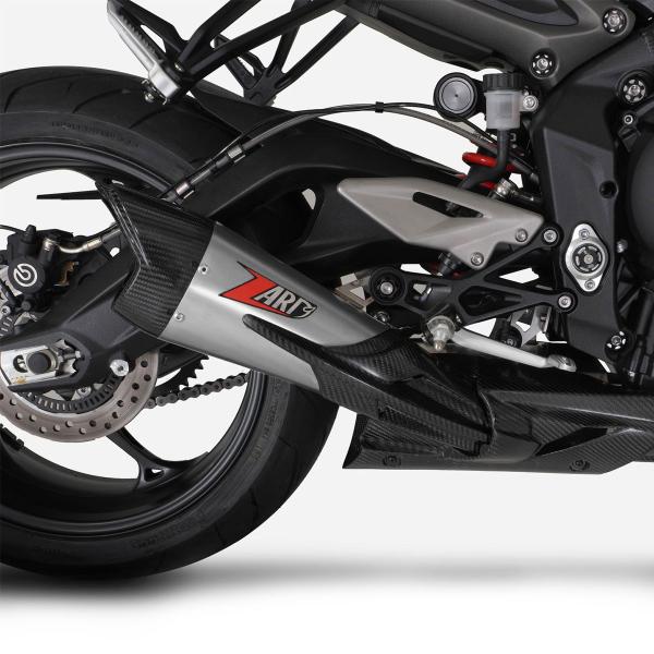 ZARD steel Full exhaust approved carbon end cap Triumph Street Triple 765 2023-2024