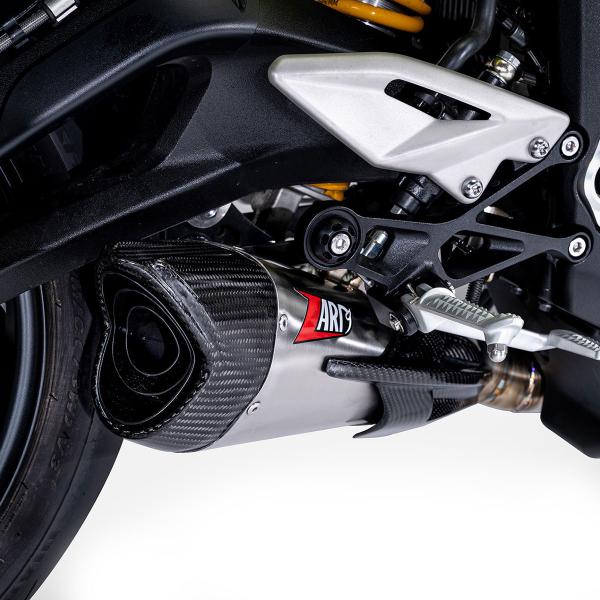 ZARD steel Full exhaust Racing carbon end cap Triumph Street Triple 765 2023-2024