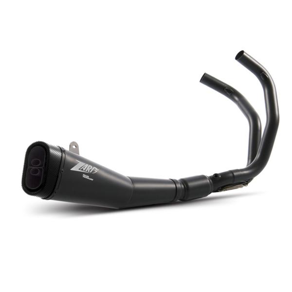 ZARD black steel Full exhaust approved carbon end cap Yamaha MT07 2014-2016