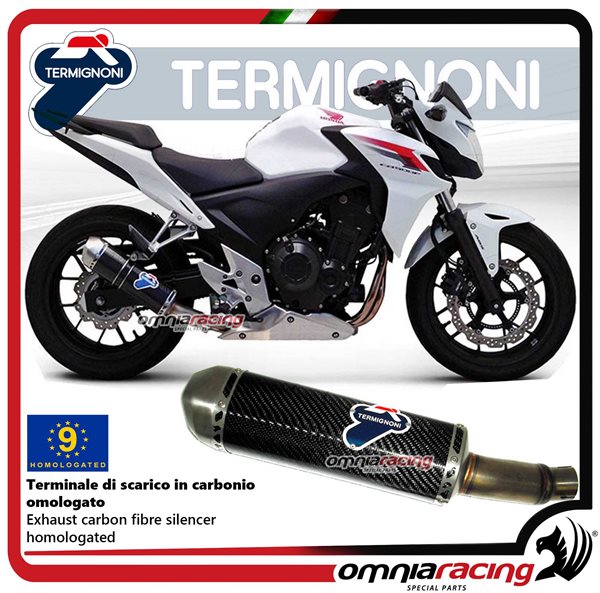 Termignoni RELEVANCE terminale di scarico in carbonio omologato per Honda CB500F/CBR500RR 2013>2015