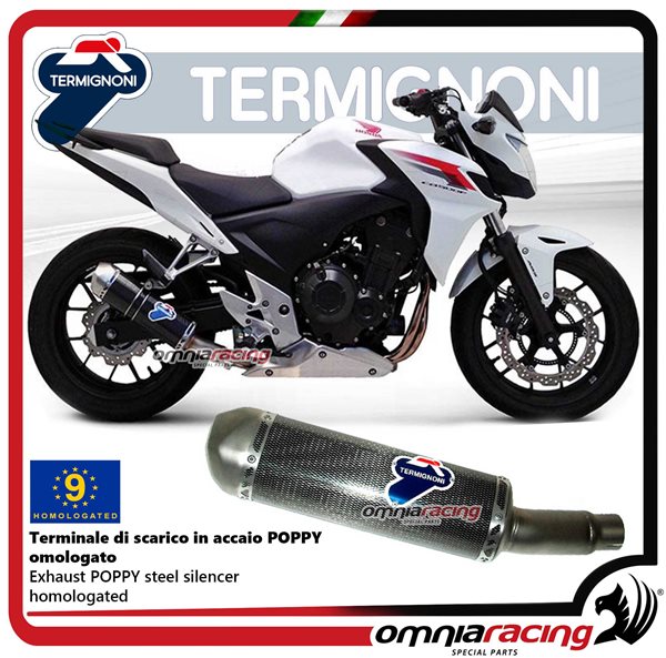 Termignoni RELEVANCE terminale scarico acciaio poppy omologato per Honda CB500F/CBR500RR 2013>2015