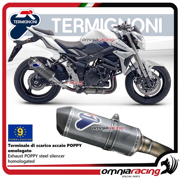 Termignoni RELEVANCE steel poppy exhaust slip-on homologated for Suzuki GSR750 2011>2016