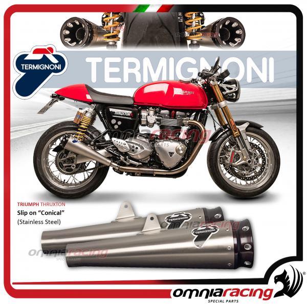 Termignoni CONICAL coppia di terminali di scarico in acciaio omologato per Triumph TRUXTON 2016>