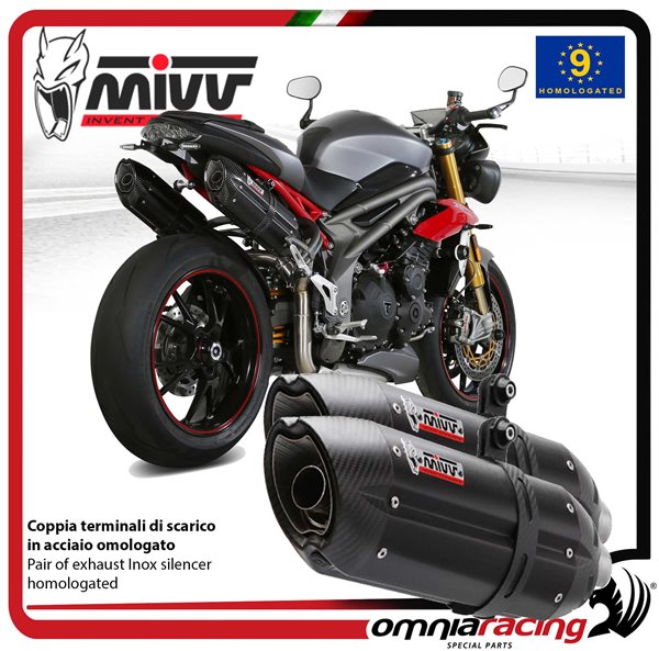 Coppia Scarichi MIVV Suono Acciaio Nero omologato Triumph Speed Triple 1050 R/S/RS 2016-2017