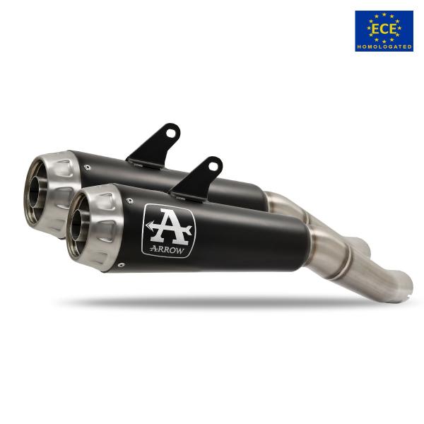 Coppia terminali Arrow Pro Race omologato acciaio nero Ducati Hypermotard 698 Mono 2024-2025