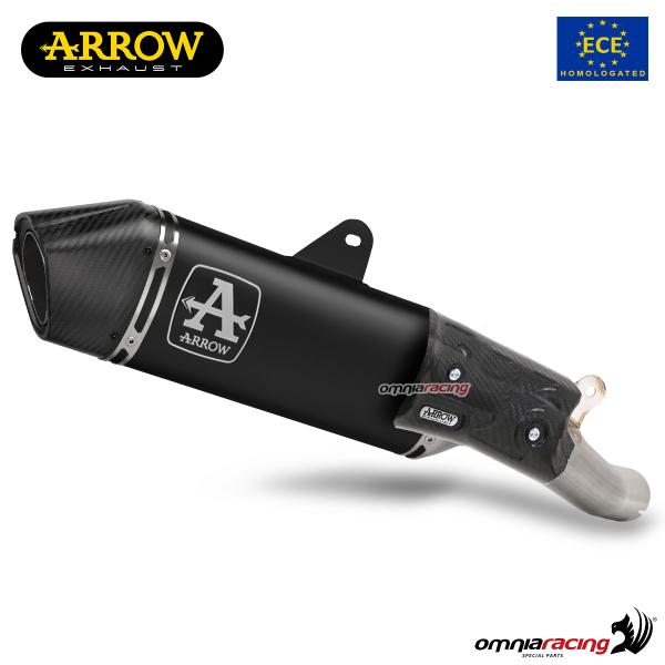 Terminale di scarico Arrow Veloce in alluminio nero omologato per Triumph Street Triple 765 2020>
