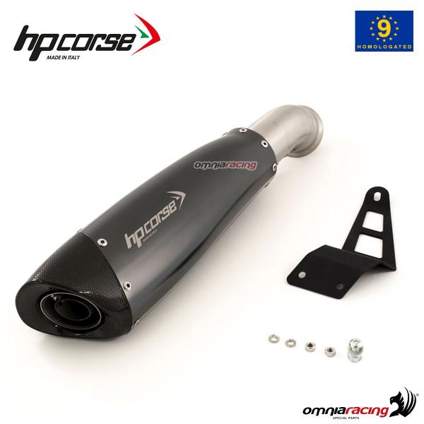 Terminale di scarico HpCorse Evoxtreme in acciaio nero omologato per Ducati Hyperstrada 821