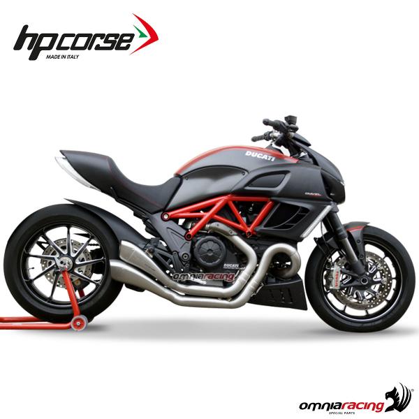 Coppia terminali di scarico HpCorse Hydroform in acciaio satinato racing per Ducati DIAVEL