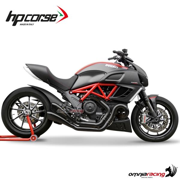Coppia terminali di scarico HpCorse Hydroform in acciaio nero racing per Ducati DIAVEL