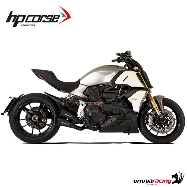 Coppia terminali di scarico HpCorse Hydoform short R in acciaio nero racing per Ducati Diavel 1260