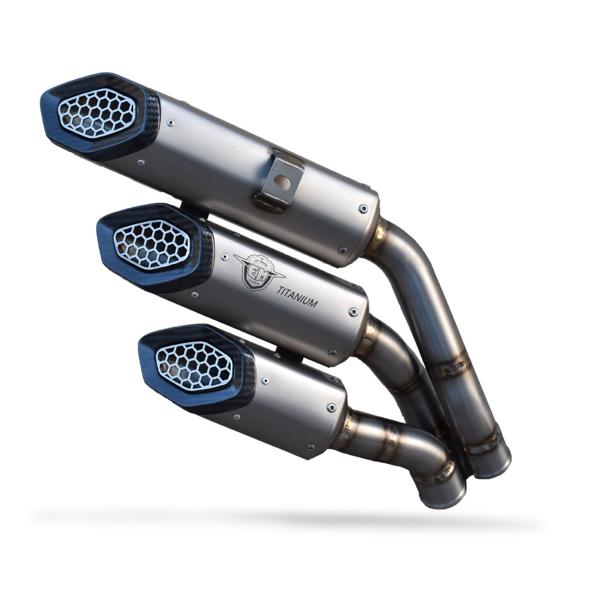 MT-Race Exhaust Mv Agusta Stradale 800 2017-2025 3Canne Titanium Approved