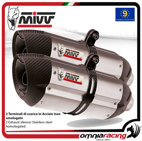 Coppia Scarichi MIVV Suono Acciaio omologato Kawasaki Z1000SX 2014-2019