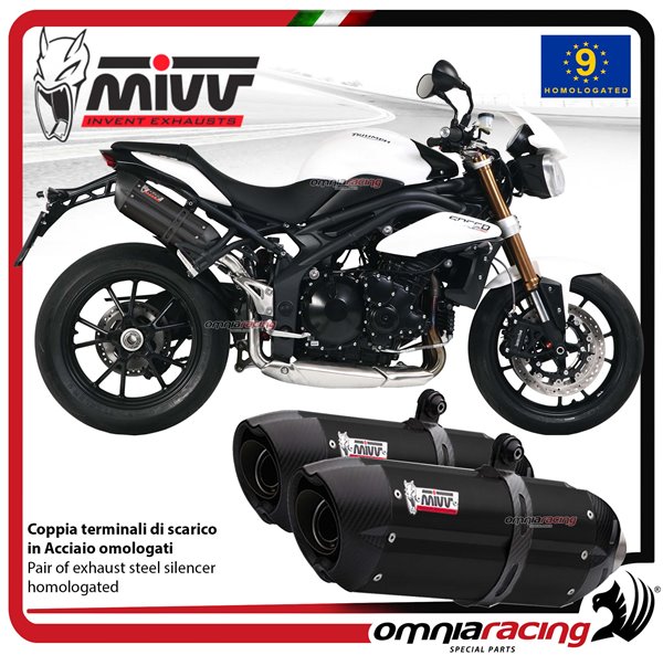 Coppia Scarichi MIVV Suono Acciaio Nero omologato Triumph Speed Triple 1050 R/S/RS 2011-2015