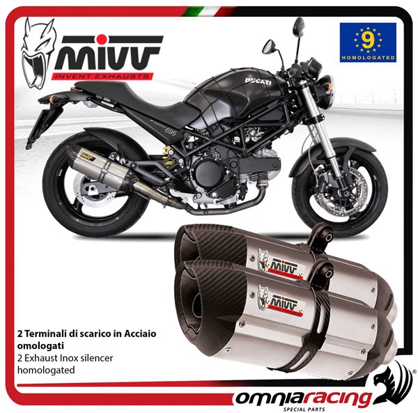 Coppia terminali scarico Mivv Suono omologato acciaio Ducati Monster 695 2006-2008