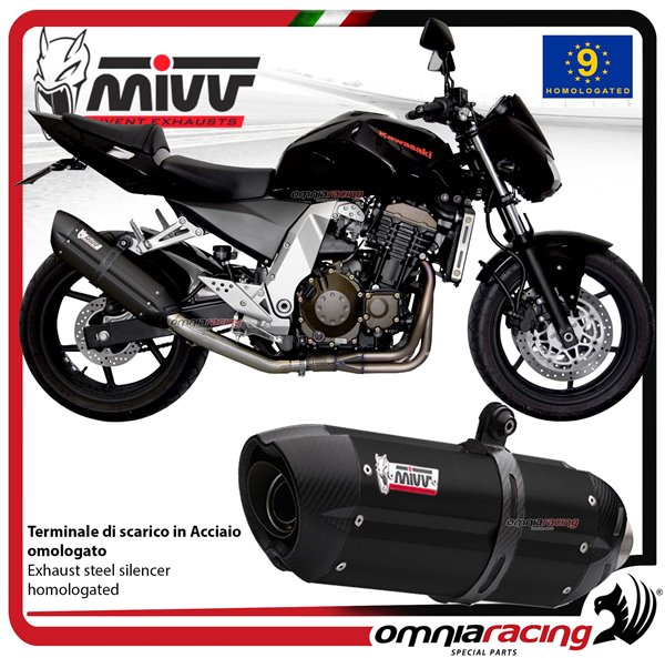 Mivv Suono Exhaust Slip-on Homologated Black Inox for Kawasaki Z750 2004 - K 011 L9 - Silencers