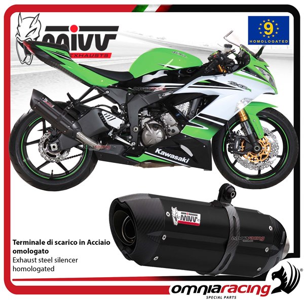 MIVV Suono Black steel exhaust approved Kawasaki ZX6R 636 2013-2016