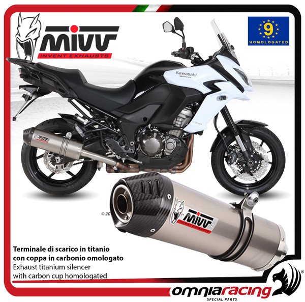 MIVV Oval Titanium with carbon end cap exhaust approved Kawasaki Versys 1000 2015-2018
