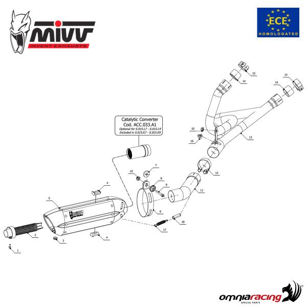 Mivv Exhaust Slipon Suono Approved Steel Suzuki Sv650 20042015