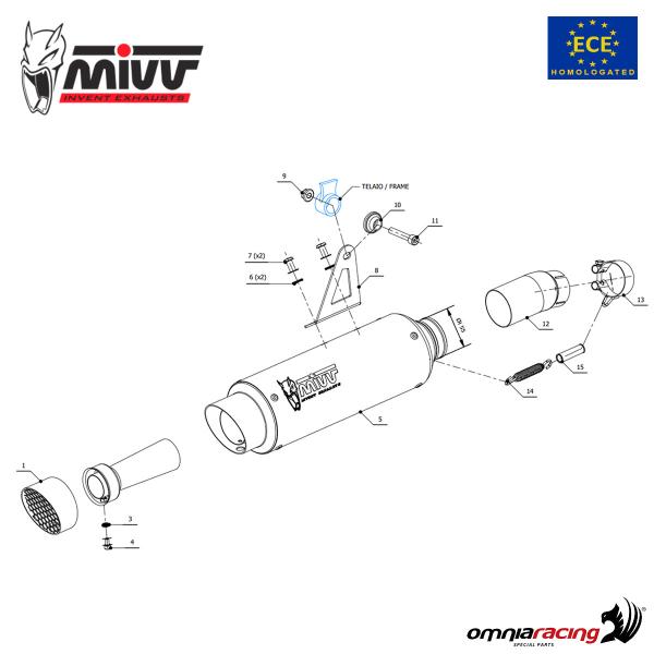 MIVV SLIP-ON GPpro BLACK STANDARD Exhaust System Compatible with