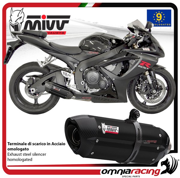MIVV Suono Black steel exhaust approved Suzuki GSXR600 2006-2007