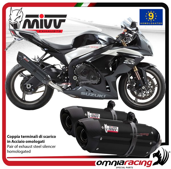 Coppia Scarichi MIVV Suono Acciaio Nero omologato Suzuki GSXR1000 2009-2011