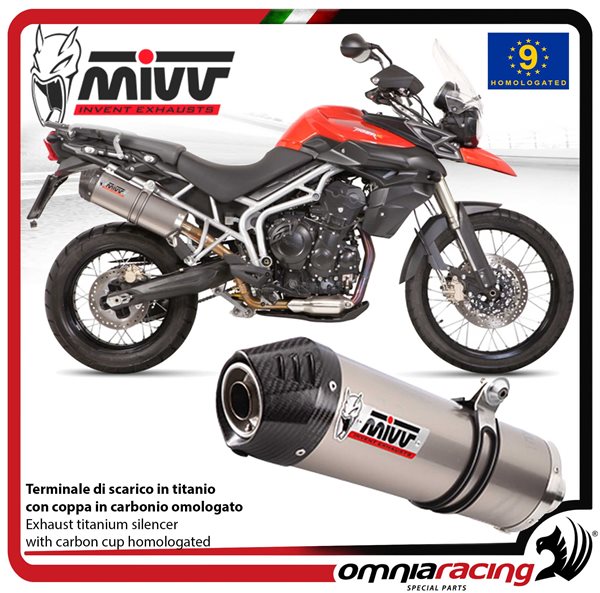 MIVV Oval Titanium with carbon end cap exhaust approved Triumph Tiger 800 2011-2016