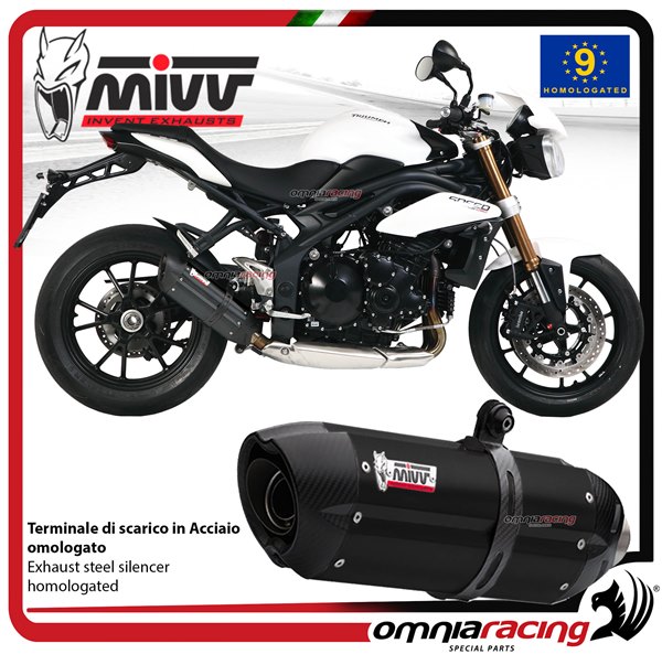 MIVV Suono Black steel low exhaust approved Triumph Speed Triple 1050 R/S/RS 2011-2015
