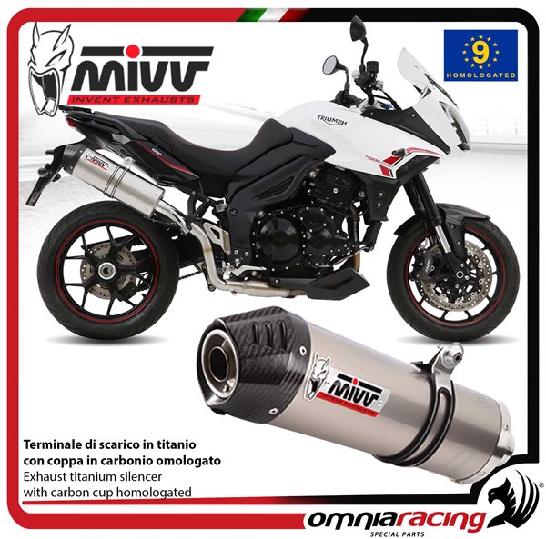 MIVV Oval Titanium with carbon end cap exhaust approved Triumph Tiger 1050 Sport 2013-2016