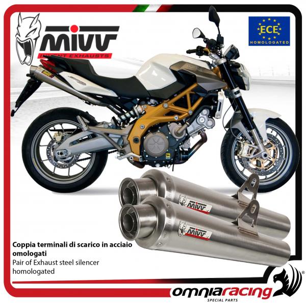 Mivv pair of exhausts slip-on X-cone approved steel Aprilia Shiver 750 2008-2016