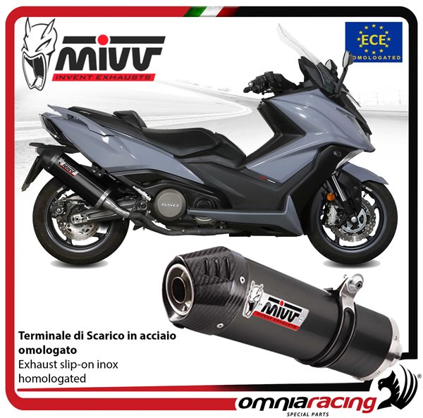 MIVV Oval Black steel with carbon end cap exhaust approved Kymco AK550 2017-2020