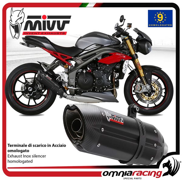 MIVV Suono Black steel low exhaust approved Triumph Speed Triple 1050 R/S/RS 2016-2017