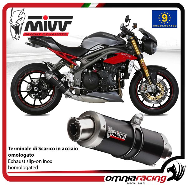 MIVV GP Black steel low exhaust approved Triumph Speed Triple 1050 R/S/RS 2016-2017