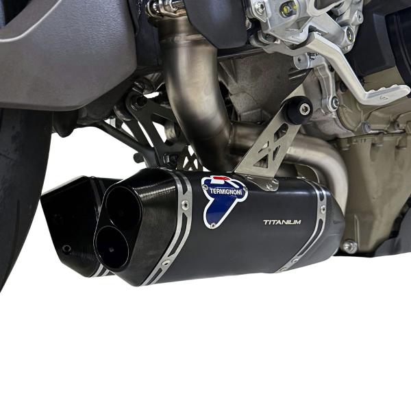 Termignoni low black titanium exhausts racing Ducati Streetfighter V4 2025