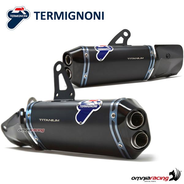 Coppia terminali di scarico Termignoni D199 bassi racing in titanio nero Ducati Panigale V4/S 18>