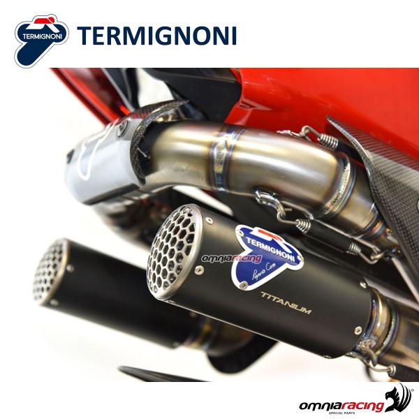Termignoni D200 coppia terminali di scarico RHT racing in titanio nero per Ducati Panigale V4 2018>