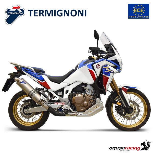 Termignoni RELEVANCE exhaust slip-on in titanium homologated for Honda CRF1100L Africa Twin 2020>