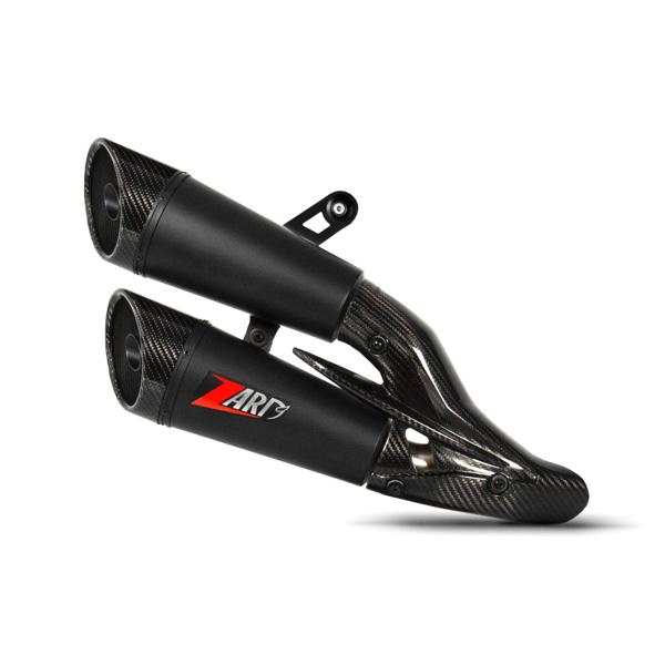 ZARD black steel exhaust slip-on Racing carbon end cap Ducati Monster 937 2021-2023