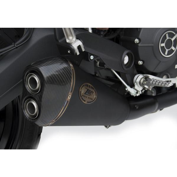 ZARD black steel exhaust slip-on Racing carbon end cap Ducati Scrambler 800 2015-2019