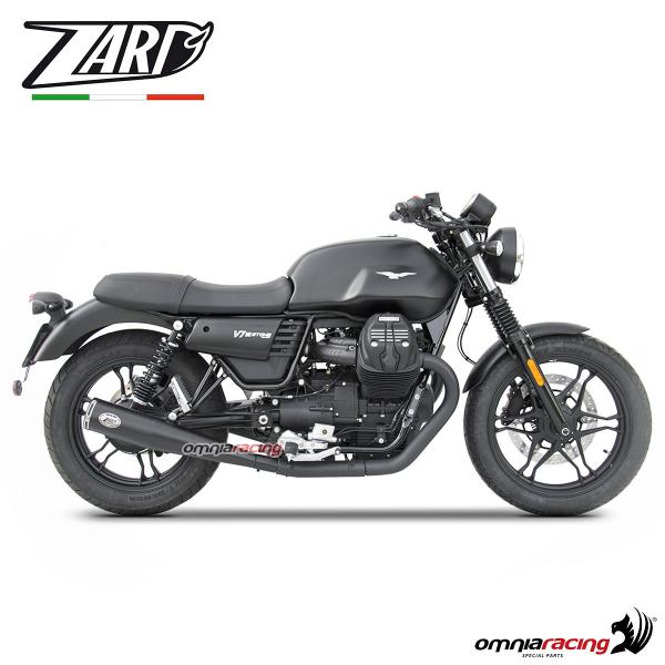 Zard pair of exhaust slipon steel black silencer Zuma not homologated for Moto Guzzi V7 III 2017>