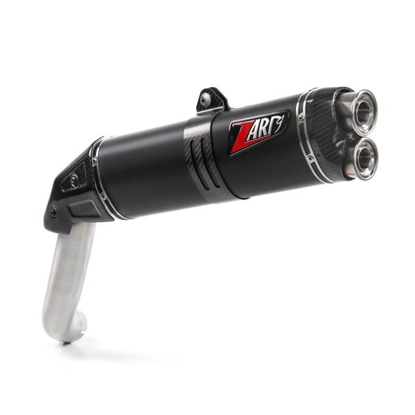 ZARD exhaust Moto Guzzi V85TT 2025 Black Steel approved carbon end cap